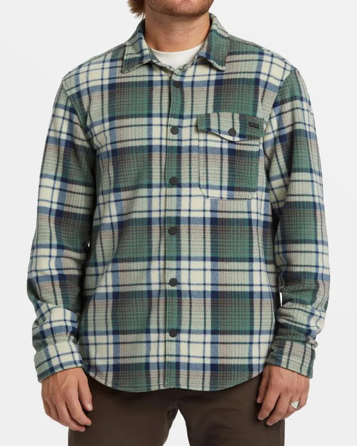 Billabong Hoodies and Fleece ADiv Furnace Long Sleeve Flannel Shirt Taupe 8211 Men
