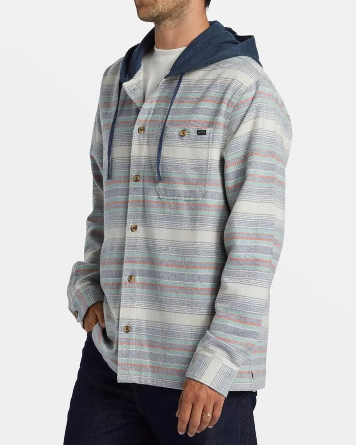 Billabong Hoodies and Fleece Baja Hooded Long Sleeve Flannel Shirt Slate Blue 8211 Men Billabong Hoodies and Fleece Baja Hooded Long Sleeve Flannel Shirt Slate Blue 8211 Men