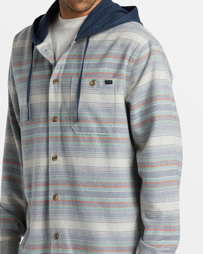 Billabong Hoodies and Fleece Baja Hooded Long Sleeve Flannel Shirt Slate Blue 8211 Men Billabong Hoodies and Fleece Baja Hooded Long Sleeve Flannel Shirt Slate Blue 8211 Men