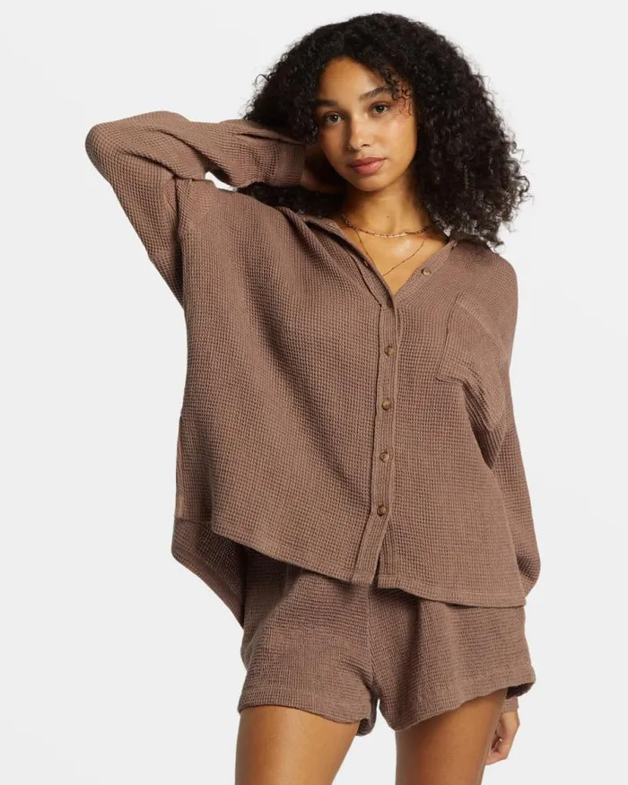 Billabong Matching Sets Odyssey Long Sleeve Shacket Kona 8211 Women