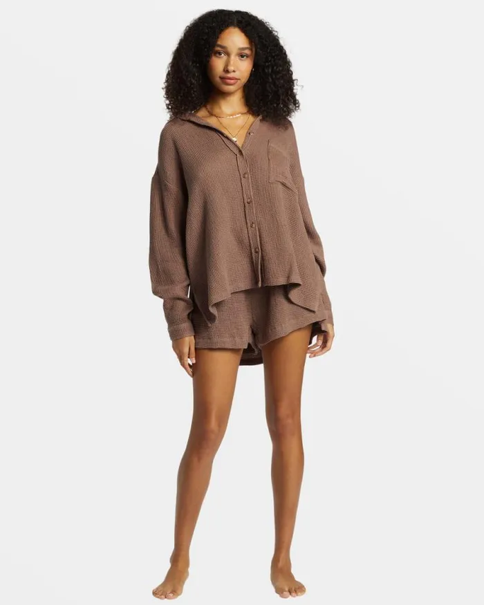 Billabong Matching Sets Odyssey Long Sleeve Shacket Kona 8211 Women