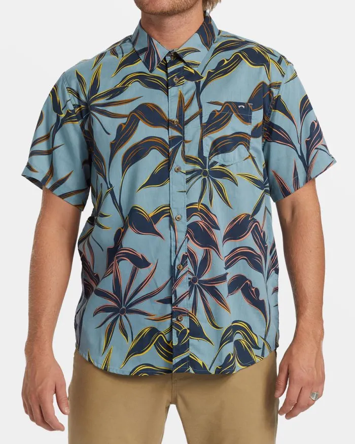 Billabong Shirts Sundays Short Sleeve Shirt Washed Blue 8211 Men