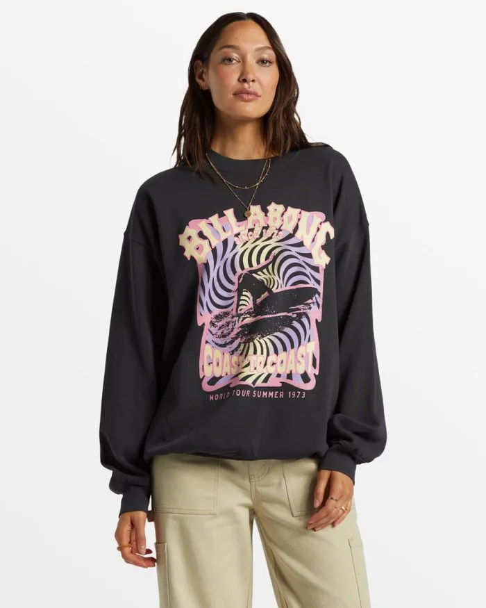 Billabong Sweatshirts and Fleece Ride In Oversized Crewneck Sweatshirt Black Sands 8211 Women Billabong Sweatshirts and Fleece Ride In Oversized Crewneck Sweatshirt Black Sands 8211 Women