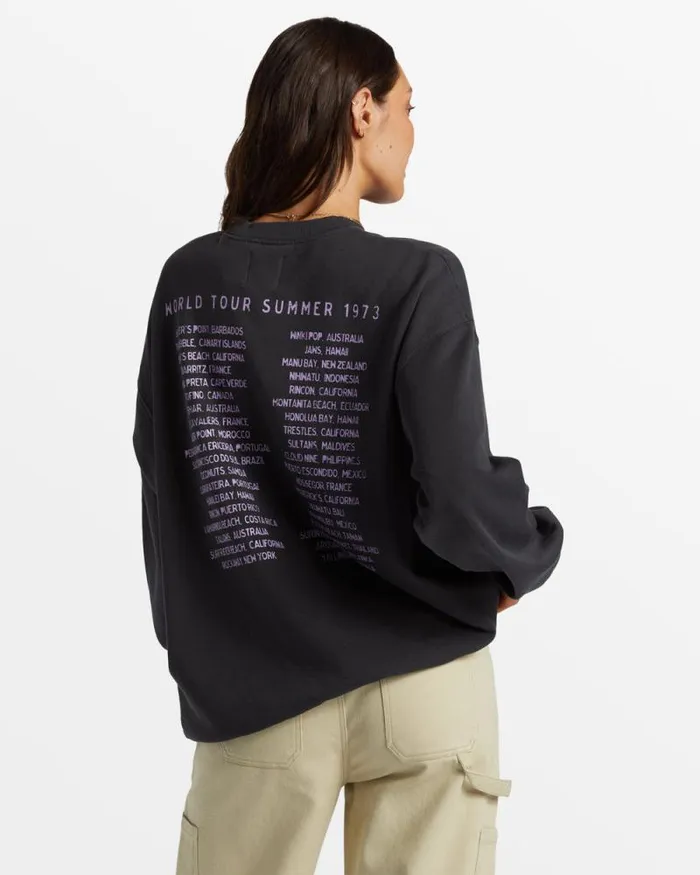 Billabong Sweatshirts and Fleece Ride In Oversized Crewneck Sweatshirt Black Sands 8211 Women