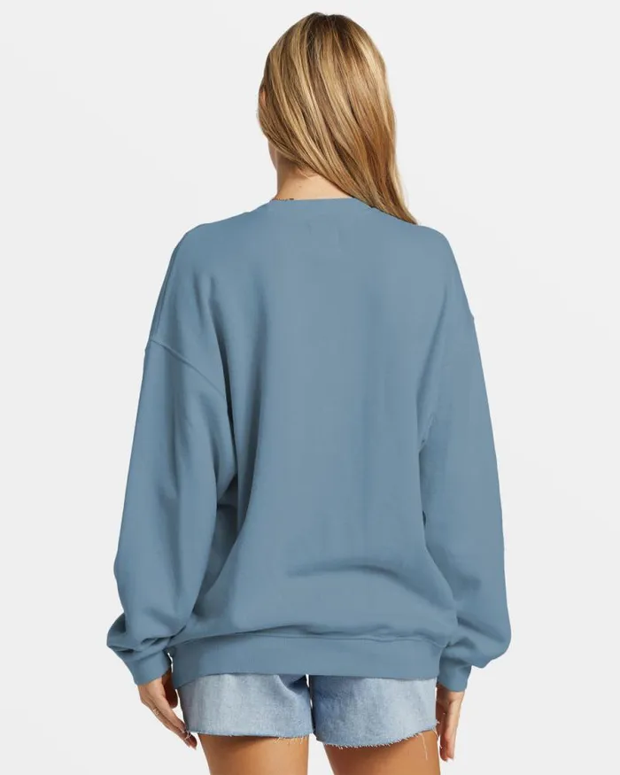 Billabong Sweatshirts and Fleece Ride In Oversized Crewneck Sweatshirt Blue Shadow 8211 Women