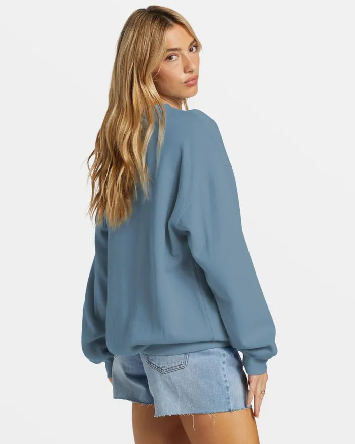 Billabong Sweatshirts and Fleece Ride In Oversized Crewneck Sweatshirt Blue Shadow 8211 Women