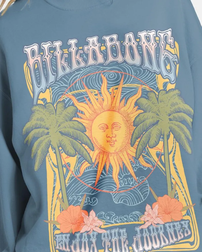 Billabong Sweatshirts and Fleece Ride In Oversized Crewneck Sweatshirt Blue Shadow 8211 Women