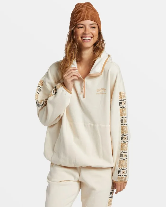 Billabong Sweatshirts and Fleece Surf Adventure HalfZip Hoodie White Cap 8211 Women