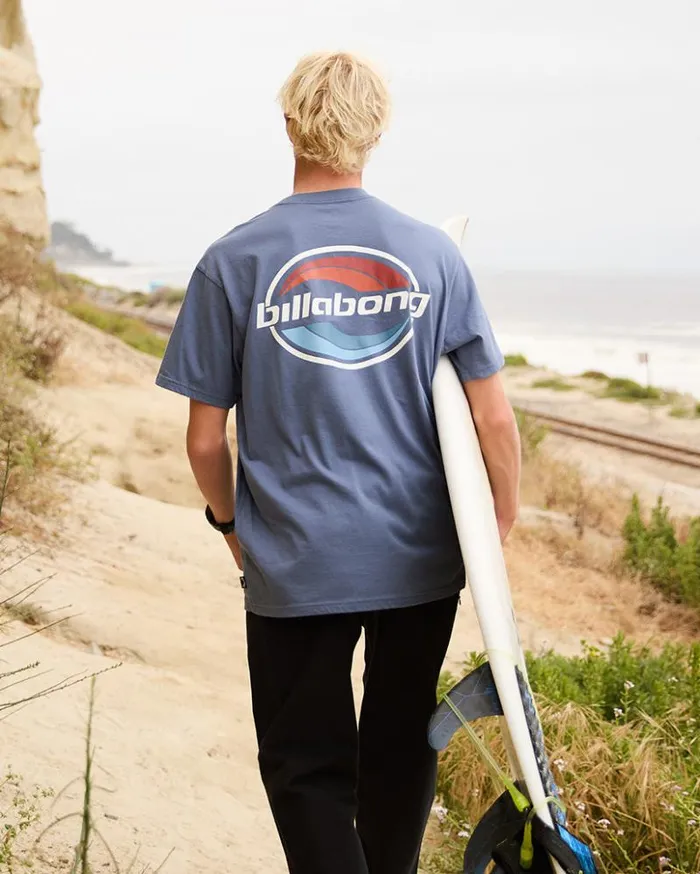 Billabong TShirts Walled TShirt Slate Blue 8211 Men