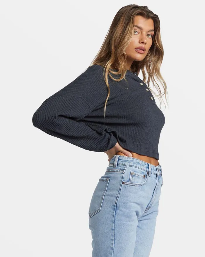 Billabong Tops Good Catch Henley Tshirt Black Sands 8211 Women Billabong Tops Good Catch Henley Tshirt Black Sands 8211 Women