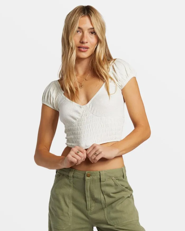 Billabong Tops Kallie Crop Top Salt Crystal 8211 Women Billabong Tops Kallie Crop Top Salt Crystal 8211 Women
