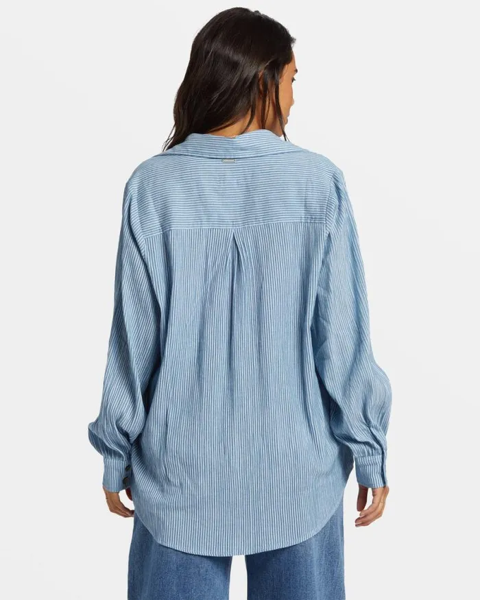 Billabong Tops Swell Oversized Long Sleeve Shirt Blue Shadow 8211 Women Billabong Tops Swell Oversized Long Sleeve Shirt Blue Shadow 8211 Women