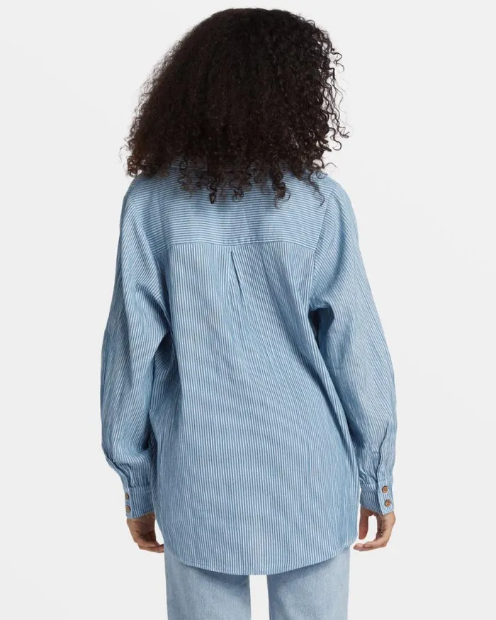 Billabong Tops Swell Oversized Long Sleeve Shirt Blue Shadow 8211 Women Billabong Tops Swell Oversized Long Sleeve Shirt Blue Shadow 8211 Women