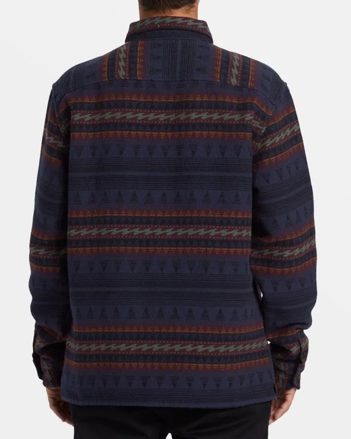 Billabong Wave Washed Essentials Offshore Jacquard Flannel Long Sleeve Shirt Dusty Navy 8211 Men