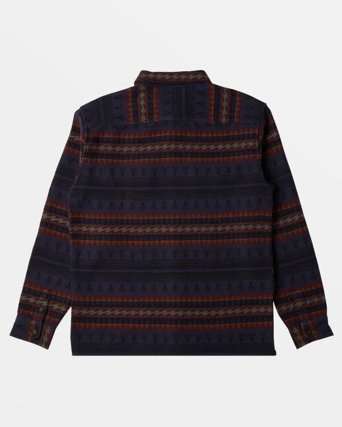 Billabong Wave Washed Essentials Offshore Jacquard Flannel Long Sleeve Shirt Dusty Navy 8211 Men