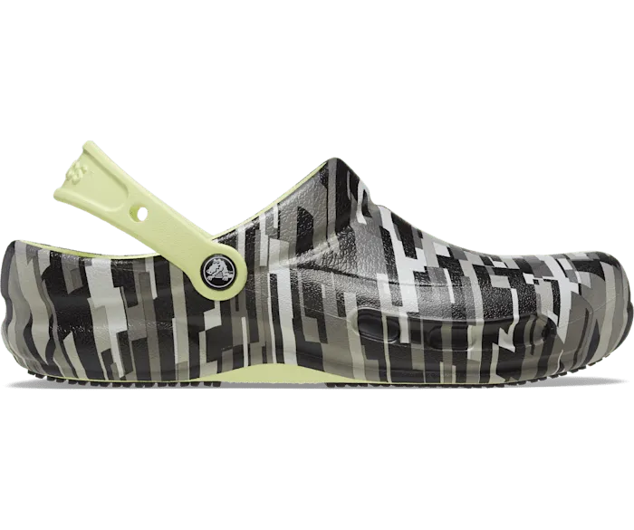 Bistro Graphic Work Clog Black Lime Women Crocs Clogs