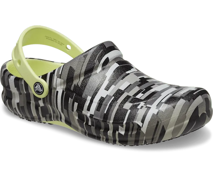 Bistro Graphic Work Clog Black Lime Women Crocs Clogs