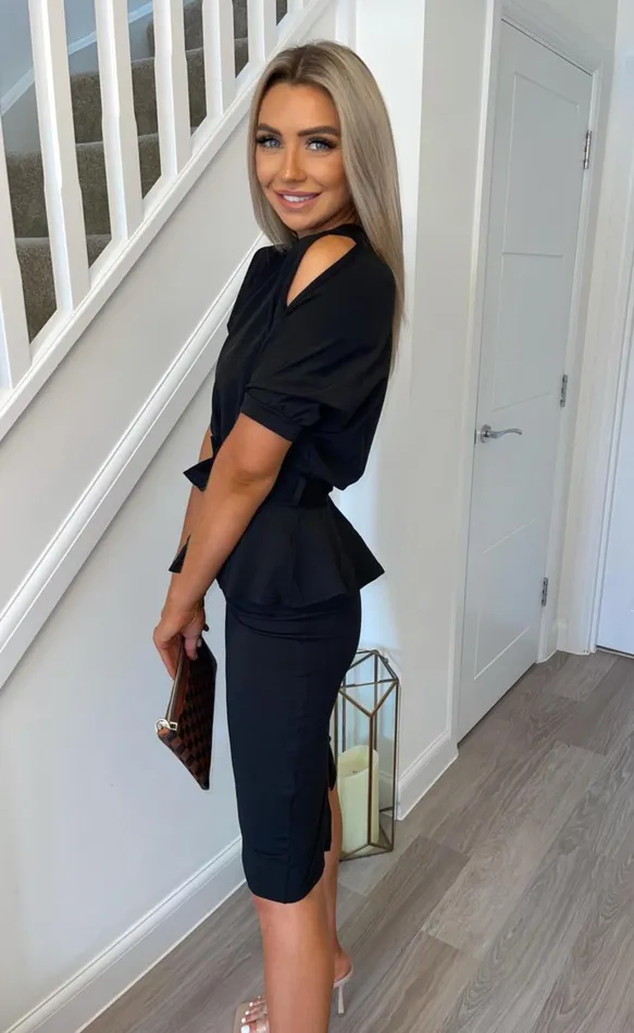 Black Everlyn Cold Shoulder Peplum Midi Dress Women Missfiga Midi Dresses Black Everlyn Cold Shoulder Peplum Midi Dress Women Missfiga Midi Dresses