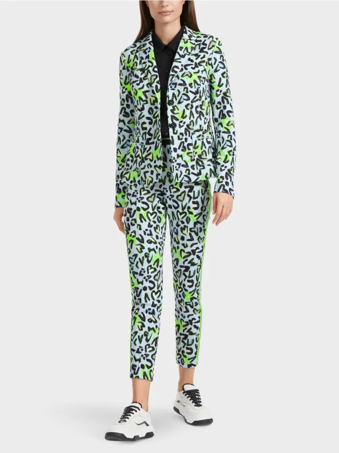 Blazer Damen Marc Cain Taillierter Blazer Mit AlloverPrint Soft Powder Blue