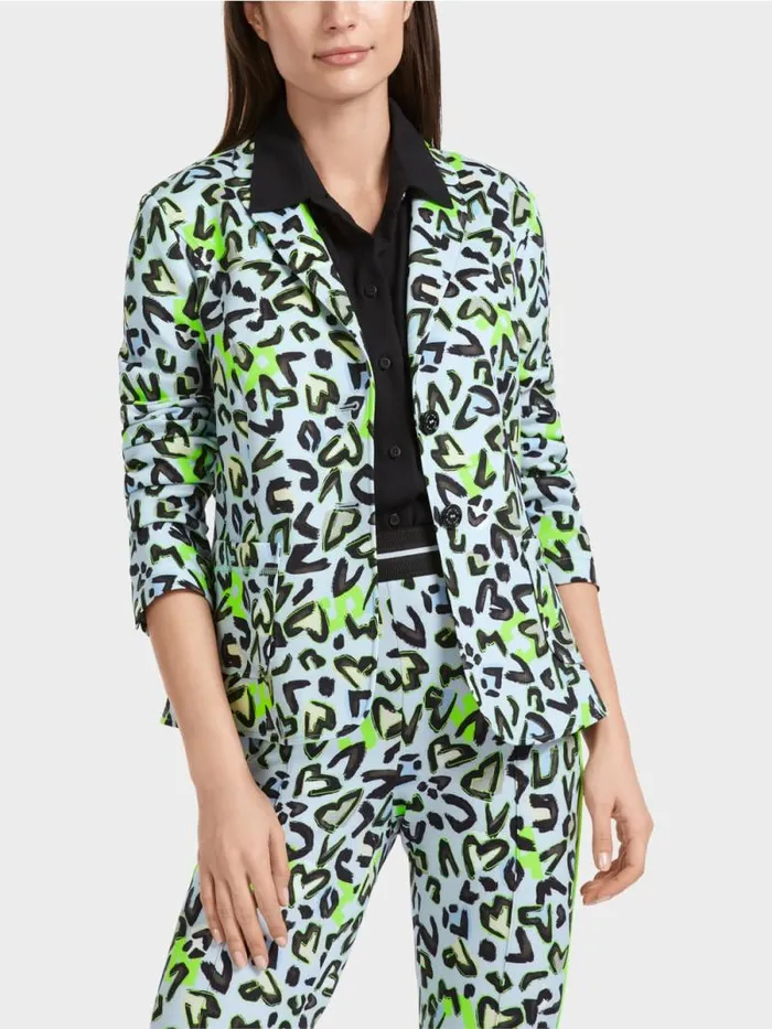 Blazer Damen Marc Cain Taillierter Blazer Mit AlloverPrint Soft Powder Blue