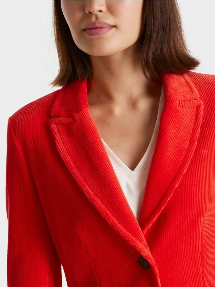 Blazer Damen Marc Cain Trendiger Kordblazer Bright Fire Red