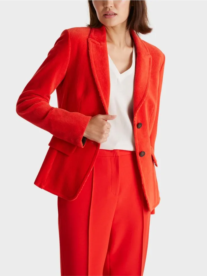 Blazer Damen Marc Cain Trendiger Kordblazer Bright Fire Red
