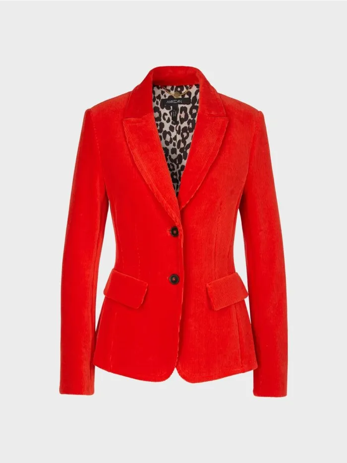 Blazer Damen Marc Cain Trendiger Kordblazer Bright Fire Red