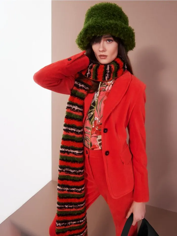 Blazer Damen Marc Cain Trendiger Kordblazer Bright Fire Red