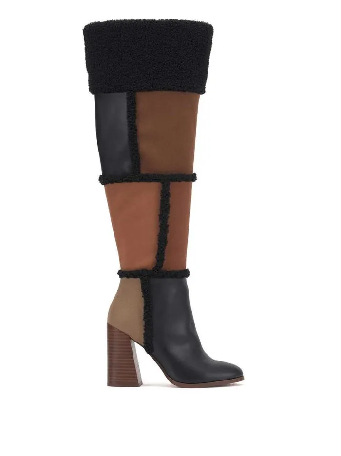 Boots and Booties Shoes Jessica Simpson Rustina Over The Knee Boot In Brown Patchwork