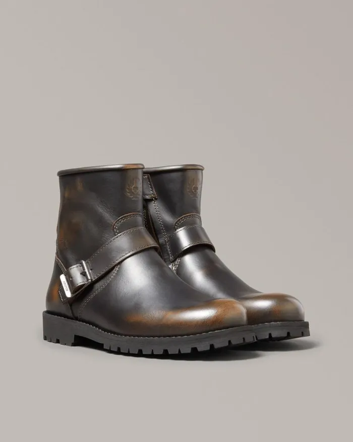 Boots Men Belstaff Trialmaster Motorcycle Boots Brown
