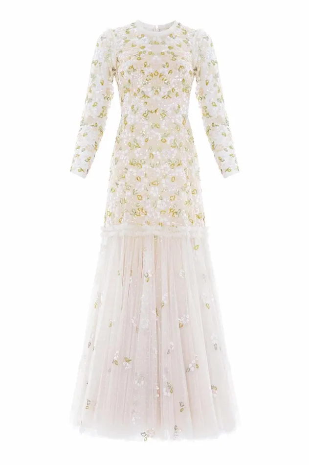 Brianna Long Sleeve Gown Champagne Women Needle and Thread Dresses