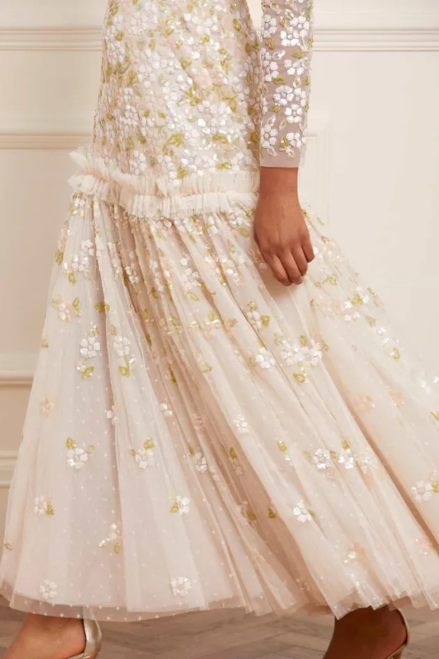 Brianna Long Sleeve Gown Champagne Women Needle and Thread Dresses