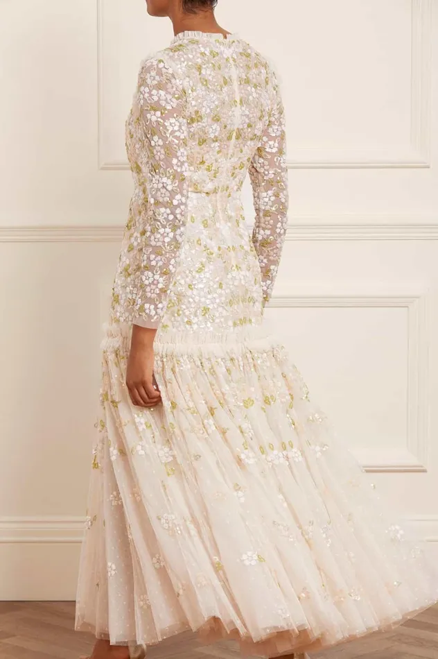 Brianna Long Sleeve Gown Champagne Women Needle and Thread Dresses