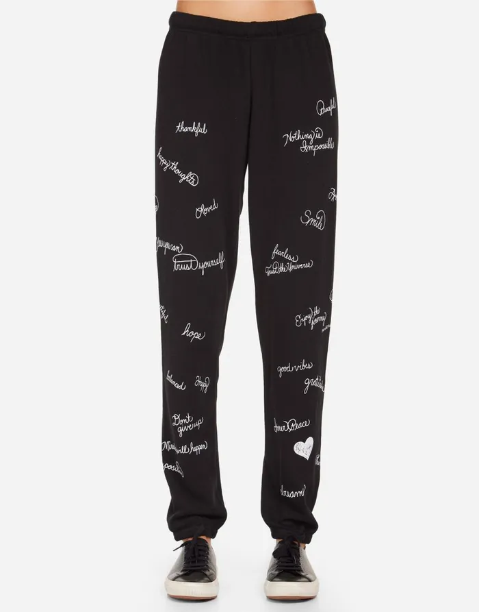 Brynn Happy Thoughts Black Women039s Lauren Moshi Long Sweatpants