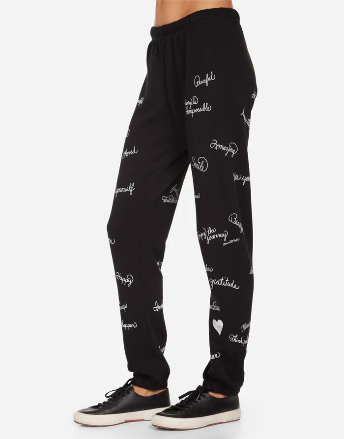 Brynn Happy Thoughts Black Women039s Lauren Moshi Long Sweatpants