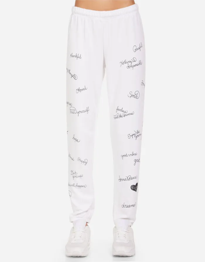 Brynn Happy Thoughts White Women039s Lauren Moshi Long Sweatpants