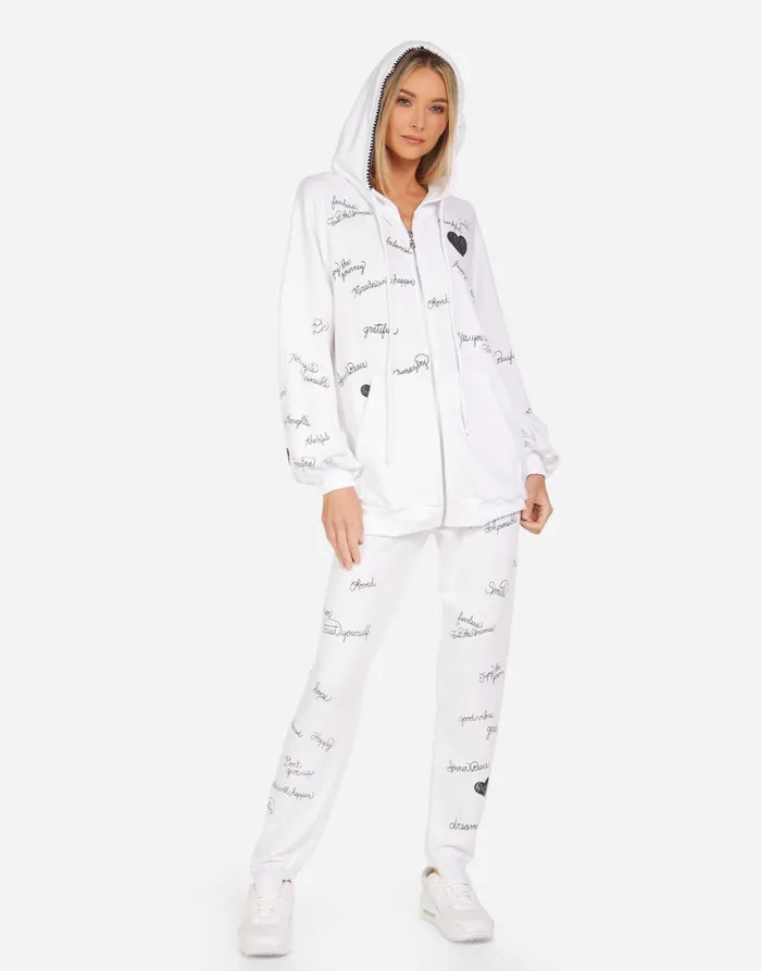 Brynn Happy Thoughts White Women039s Lauren Moshi Long Sweatpants