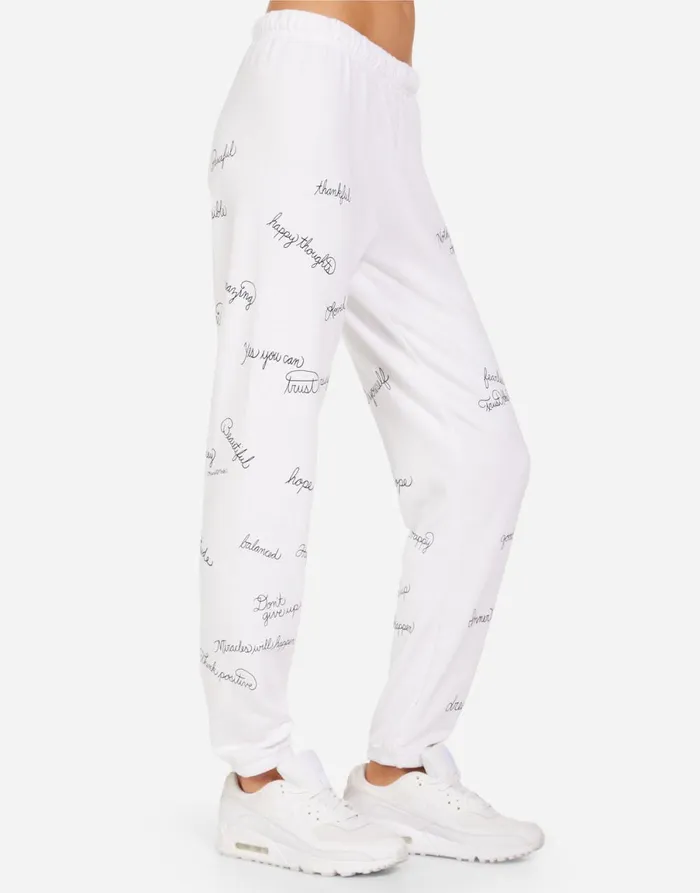 Brynn Happy Thoughts White Women039s Lauren Moshi Long Sweatpants