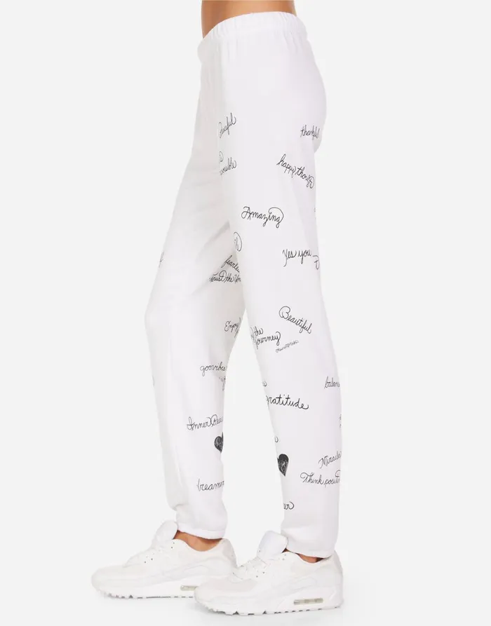 Brynn Happy Thoughts White Women039s Lauren Moshi Long Sweatpants