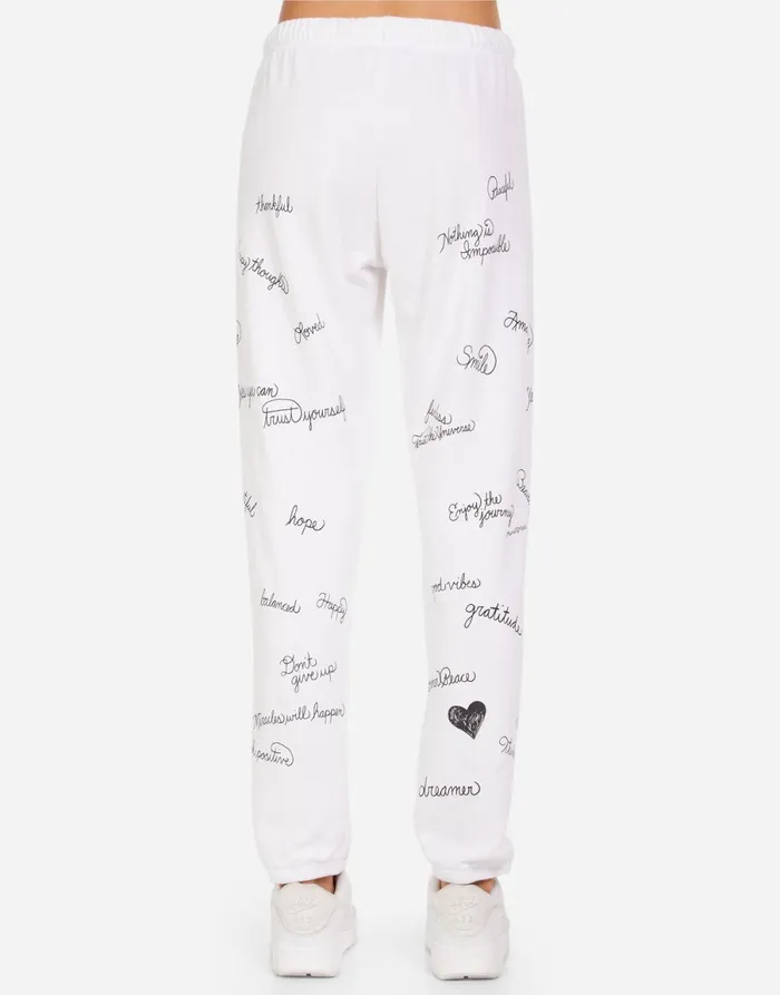 Brynn Happy Thoughts White Women039s Lauren Moshi Long Sweatpants