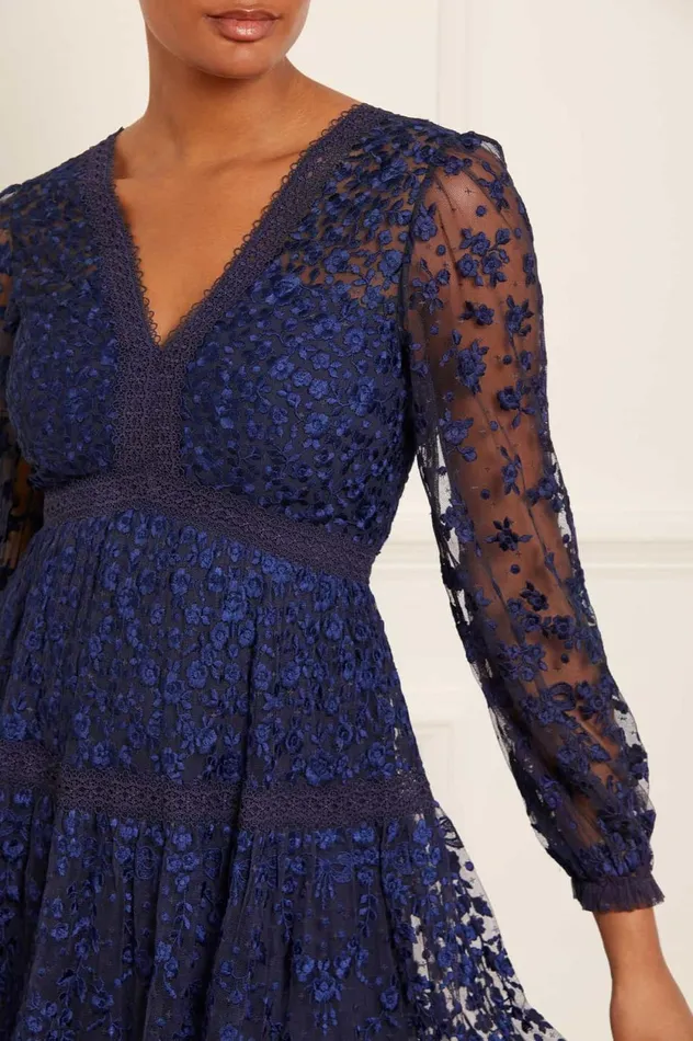 Celestia Ribbon Ankle Gown Blue Women Needle and Thread Dresses