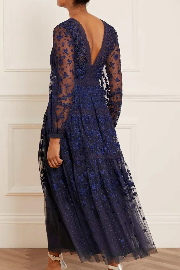 Celestia Ribbon Ankle Gown Blue Women Needle and Thread Dresses