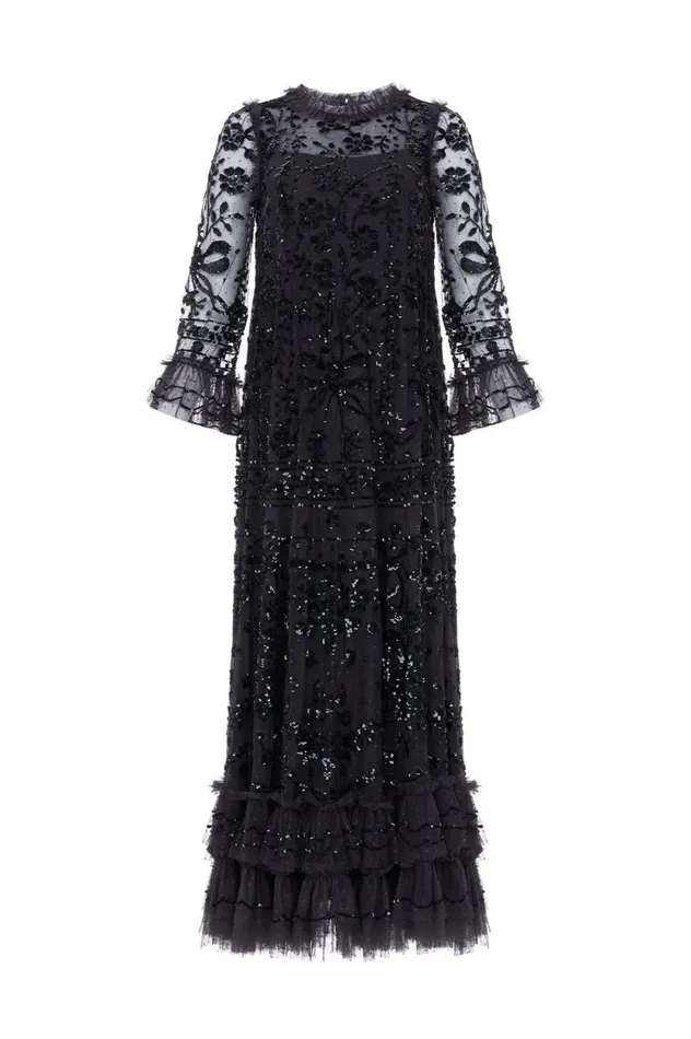 Celia Long Sleeve Ankle Gown Black Women Needle and Thread Dresses