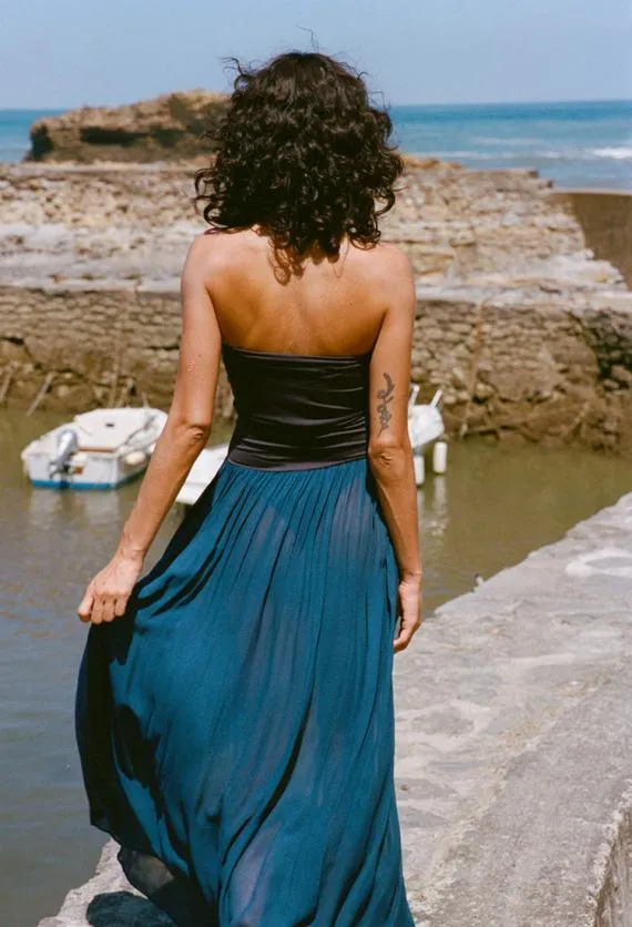 Ciao Lucia Evening Dresses Giselle Navy Chiffon And Jersey Strapless Maxi Dress 8211 Women