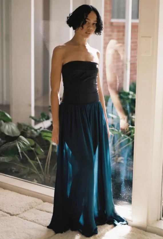Ciao Lucia Evening Dresses Giselle Navy Chiffon And Jersey Strapless Maxi Dress 8211 Women