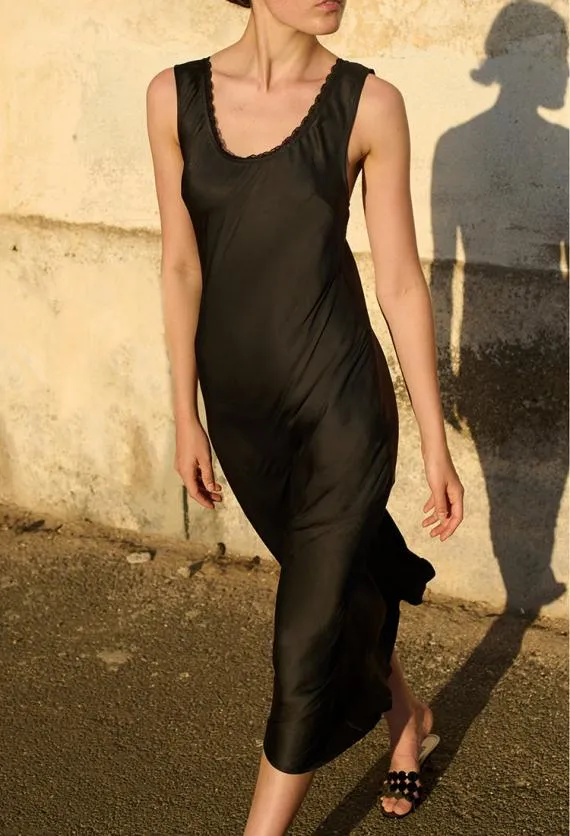 Ciao Lucia Evening Dresses Leticia Black Satin Midi Dress 8211 Women