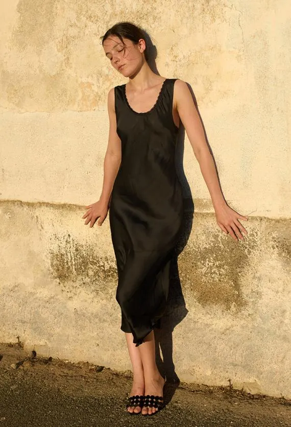 Ciao Lucia Evening Dresses Leticia Black Satin Midi Dress 8211 Women