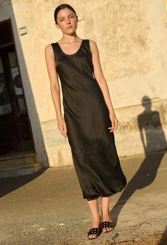Ciao Lucia Evening Dresses Leticia Black Satin Midi Dress 8211 Women