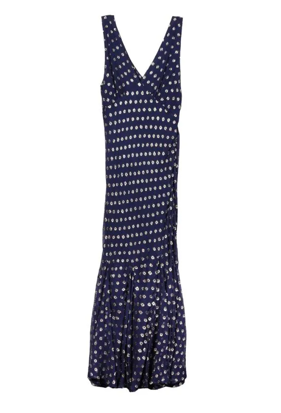 Ciao Lucia Long Dresses Clarette Georgette Navy Slip Dress With Gold Metallic Dots 8211 Women
