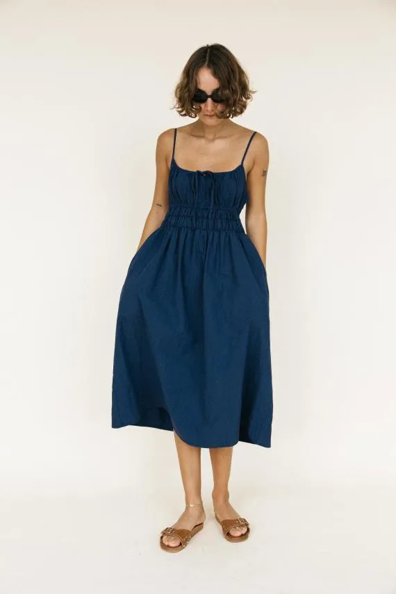 Ciao Lucia Long Dresses Gabriela Dress Navy Washed Cotton 8211 Women